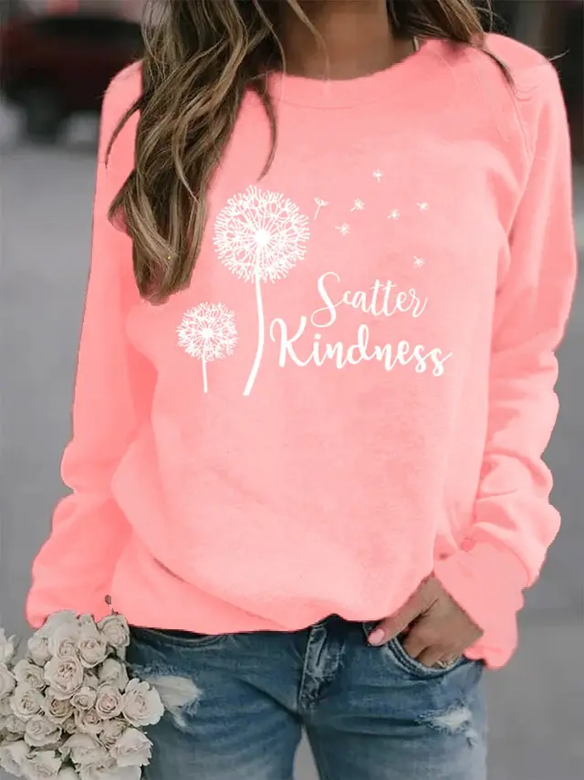 Animal European And American Print Crew Neck Sweater Pink - Shop at LoveMi