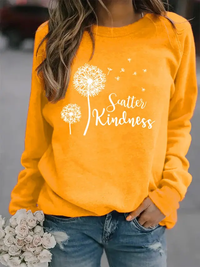 Animal European And American Print Crew Neck Sweater - Yellow