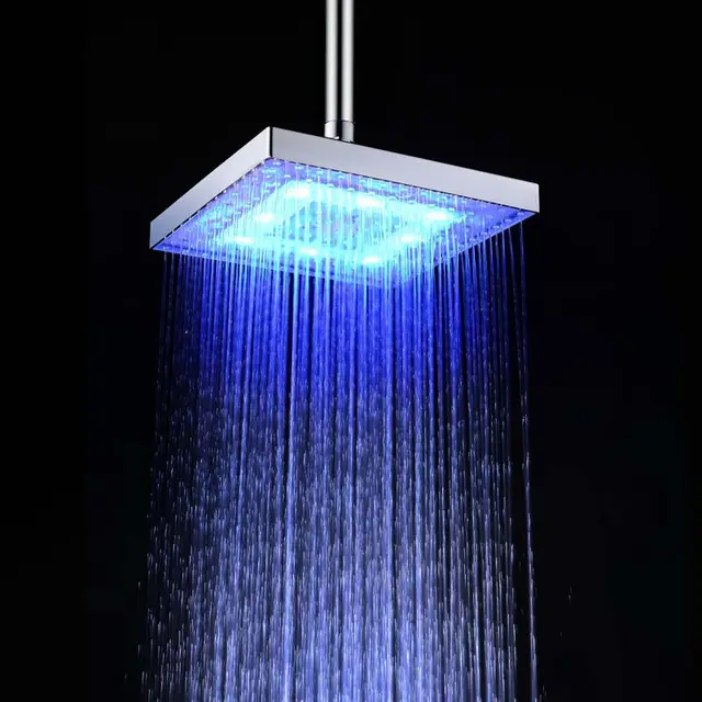 ABS Square LED Colorful/temperature Control Three color Shower Top Monochrome - Shop at LoveMi