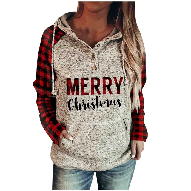 Large size Christmas plaid contrast sweater 2 Grey - Shop at LoveMi