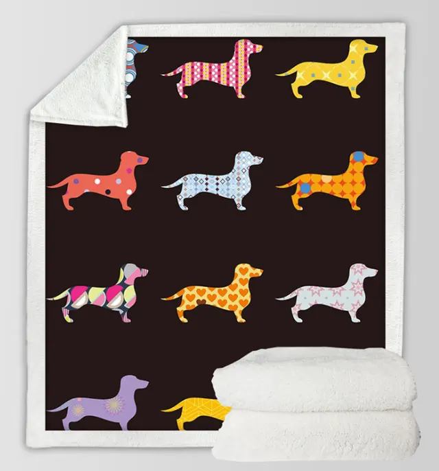 Bedding Fleece Blanket Cartoon Colorful Plush Throw Blanket Black - Shop at LoveMi