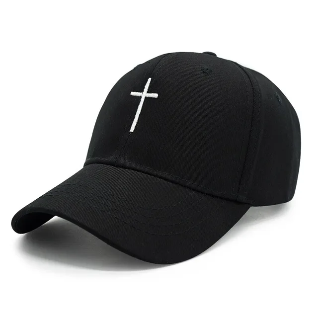 Embroidered Cross Baseballcap - Black
