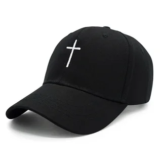 Embroidered Cross Baseballcap - Black