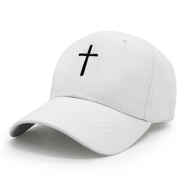 Embroidered Cross Baseballcap - White