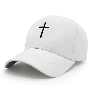 Embroidered Cross Baseballcap - White