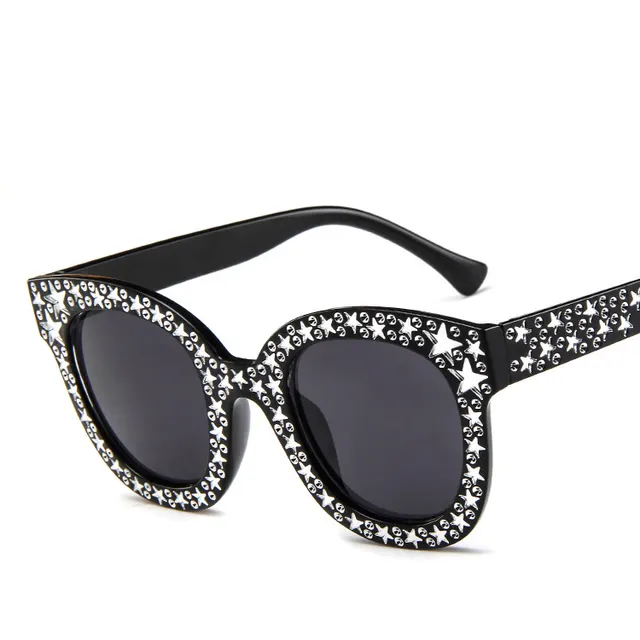 Ladies star embellished cat eye marine sunglasses Black - Shop at LoveMi