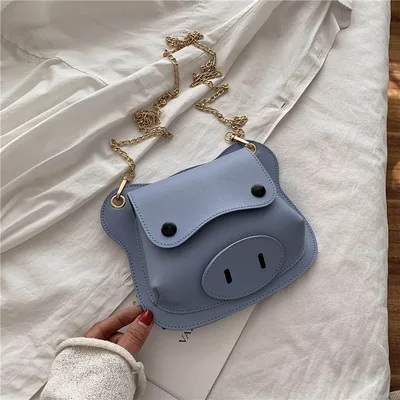 Crossbody Bag Personalized Piggy Chain Shoulder Bag Blue - Shop at LoveMi