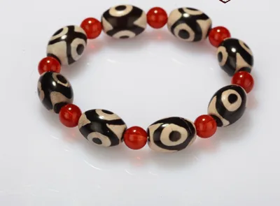 Three eyed Dzi Bead Red Agate Beads Bracelet Bracelet Bracelet - Shop at LoveMi