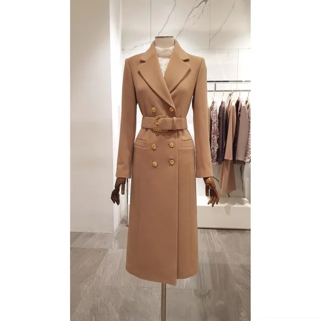 New fashion style long thick woolen coat Khaki - Shop at LoveMi