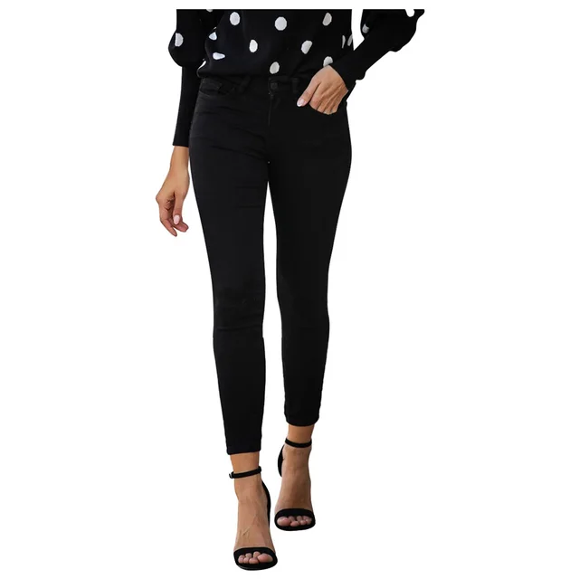 Slim fit denim cropped pants Black - Shop at LoveMi