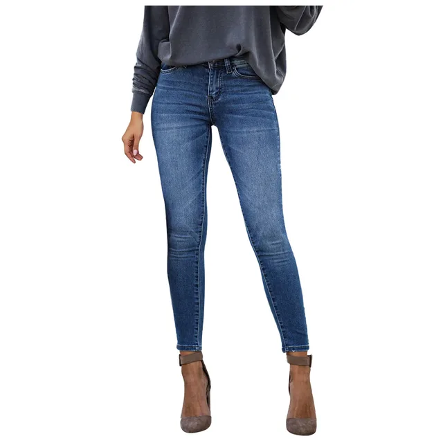 Slim fit denim cropped pants Dark Blue - Shop at LoveMi