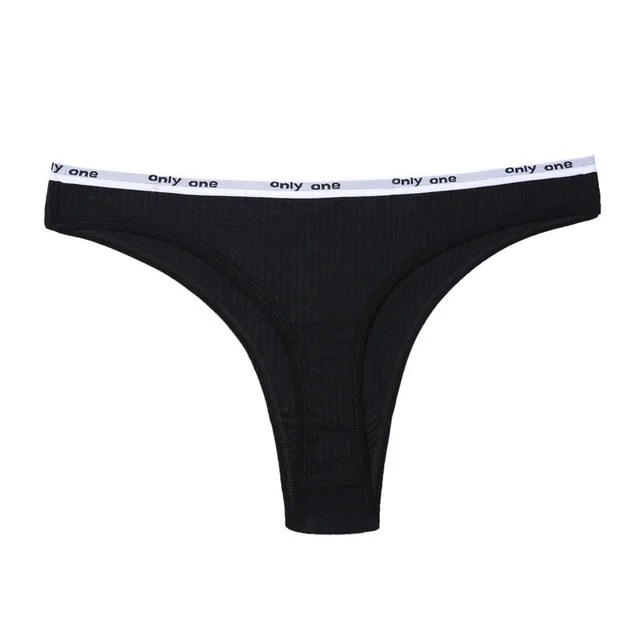 Threaded cotton thong Black - Shop at LoveMi