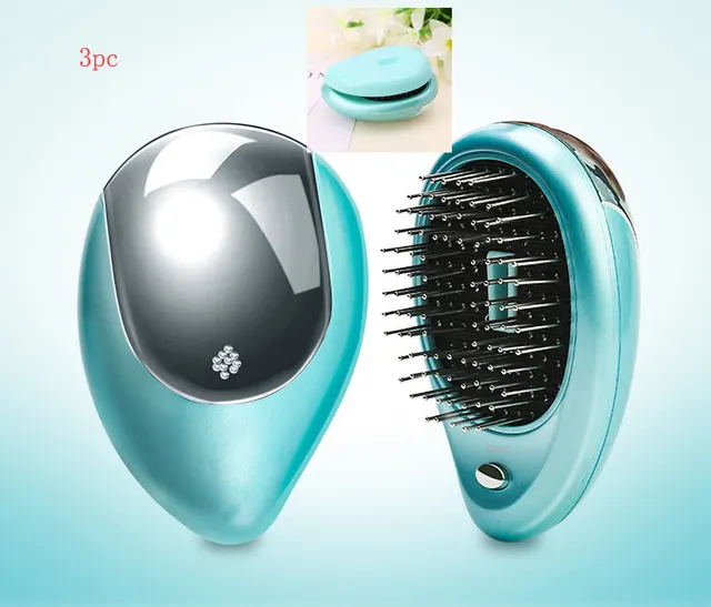 Electric Sound Wave Vibration Magnetic Massage Comb Portable Negative Ion Hair Comb Green 3Pc - Shop at LoveMi