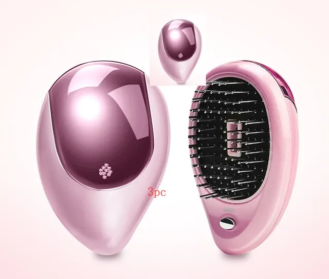 Electric Sound Wave Vibration Magnetic Massage Comb Portable Negative Ion Hair Comb Pink 3Pc - Shop at LoveMi