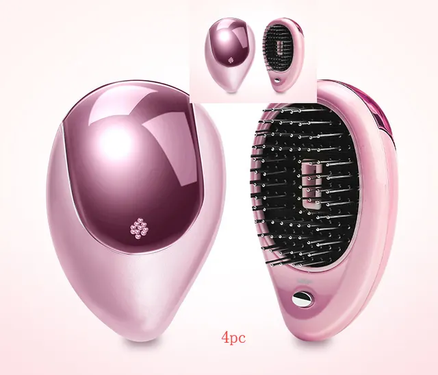 Electric Sound Wave Vibration Magnetic Massage Comb Portable Negative Ion Hair Comb Pink 4Pc - Shop at LoveMi