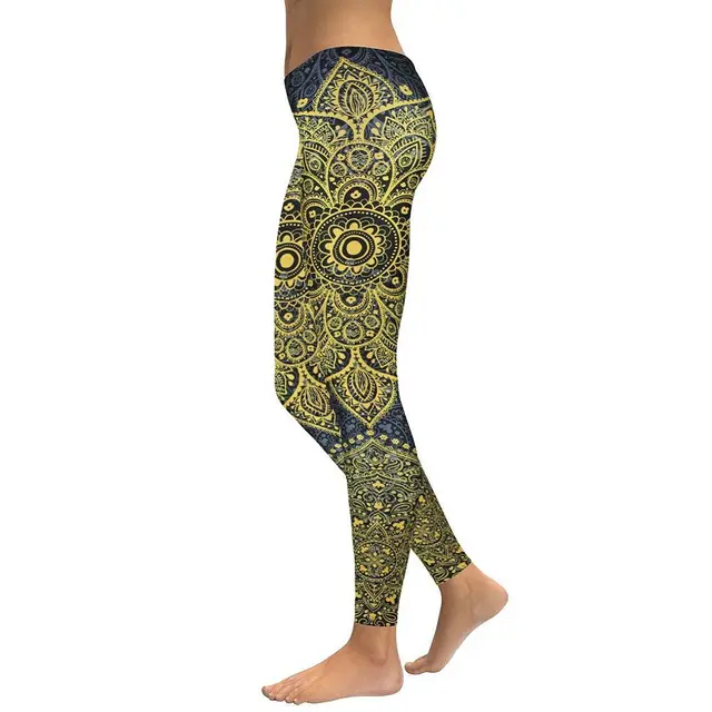 Yellow Gold Mandala Yoga/Workout Leggings Green - Shop at LoveMi