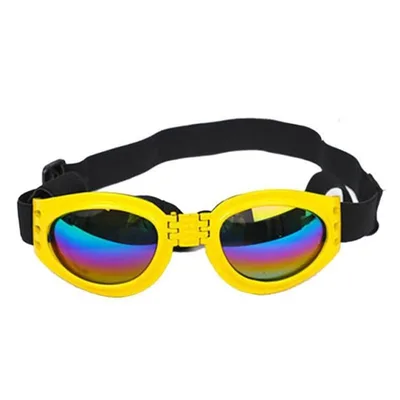 Dog Sunglasses Foldable Medium Size Waterproof Goggles UV Protection Glasses For Pets Yellow - Shop at LoveMi