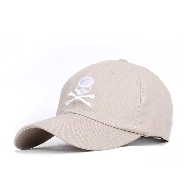 New Fashion Skull Embroidery BaseballCap Danger Sign Hip Hop Hat Spring Man Woman Cotton Sports Black Bone ASTROWOR Unisex Beige - Shop at LoveMi