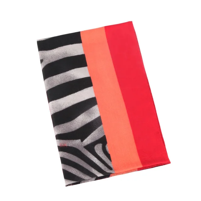 Double sided Satin printed zebra scarf with color edge Red - Shop at LoveMi
