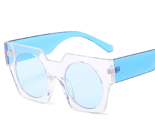 Red Geometry Vintage Big Frame Sunglasses Blue - Shop at LoveMi