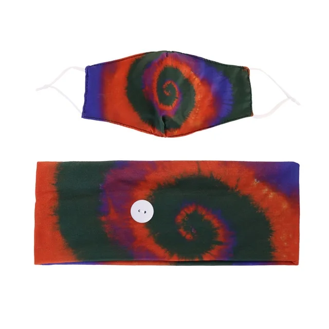 Tie dyed spiral cotton button anti stroke hair band Orange - Shop at LoveMi