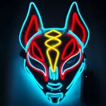 Glowing Cat Face Mask For Women Demon Slayer Cold Light Fox Mask Masquerade Cosplay Props Bar Haunted House Christmas Decor - Three Colors - View 1