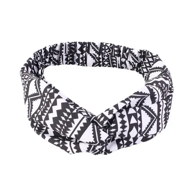 African Pattern Print Headband For Women Twist Style Black White - Shop at LoveMi