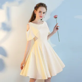 Pink Short Sisters Bridesmaid Dress - Yellow