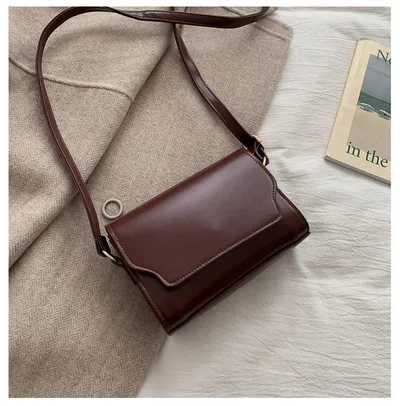 Single shoulder bag chic casual wide shoulder strap messenger female bag Brown - Shop at LoveMi