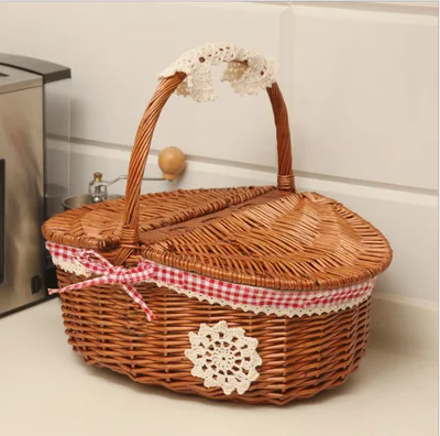 Wicker storage basket hand woven Coffee Red - Shop at LoveMi