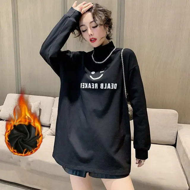 Smiley print fashion European base shirt Black - Shop at LoveMi