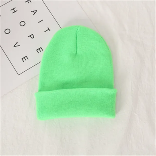 Knitted wool hat autumn and winter Bright Green - Shop at LoveMi