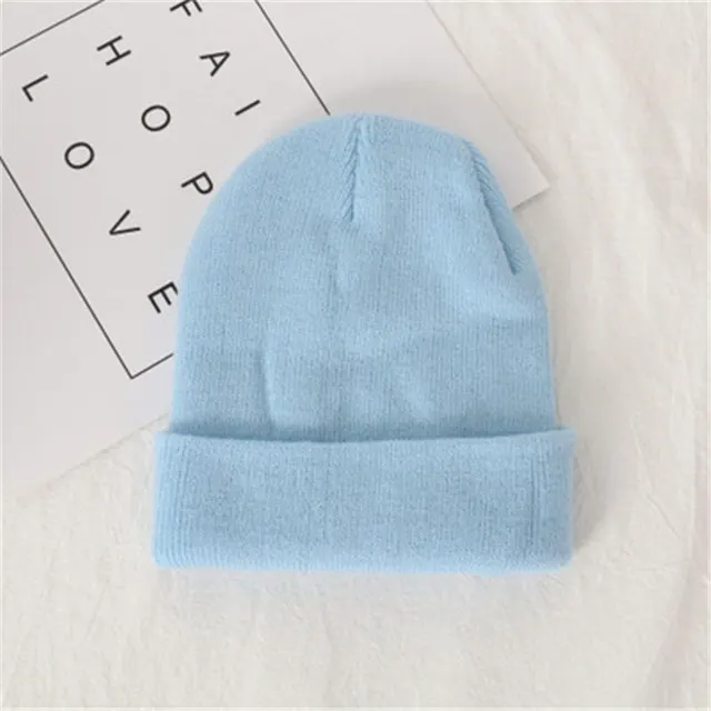 Knitted wool hat autumn and winter Light Blue - Shop at LoveMi