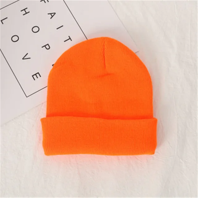 Knitted wool hat autumn and winter Orange - Shop at LoveMi