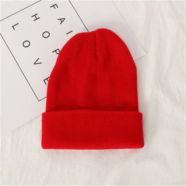 Knitted wool hat autumn and winter Red - Shop at LoveMi