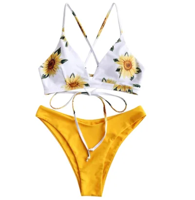 Daisy Print Lace Swimsuit Yellow - Shop at LoveMi