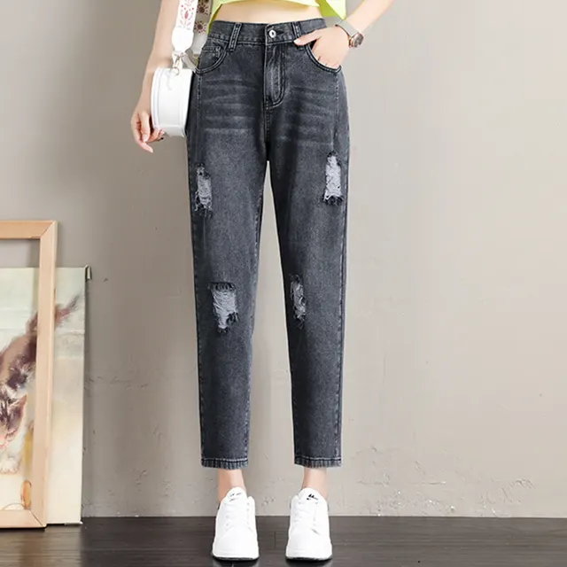 Ripped harem jeans Grey A - Shop at LoveMi