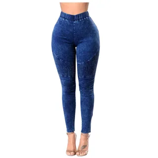 Creased Women'S High-Waisted Butt-Lifting Women'S Jeans - Blue