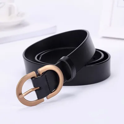 Fashion simple decorative belt cowhide belt Black - Shop at LoveMi