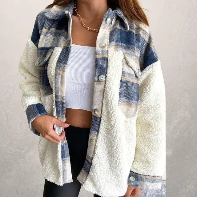 Ladies jacket Christmas mesh cashmere jacket Blue - Shop at LoveMi