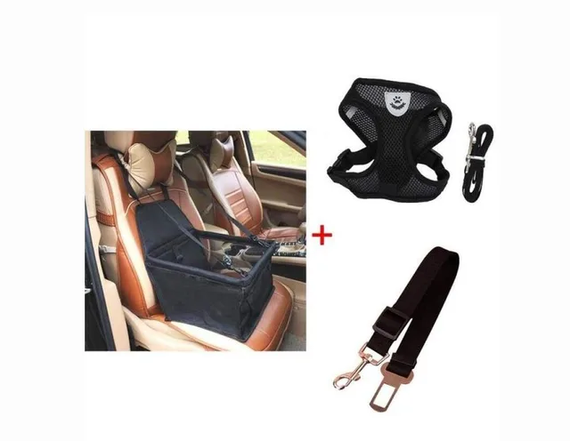 Luxury Pet's Safety Car Seat Carrier Premium Harness & Leash set Car Safety Belt Black - Shop at LoveMi