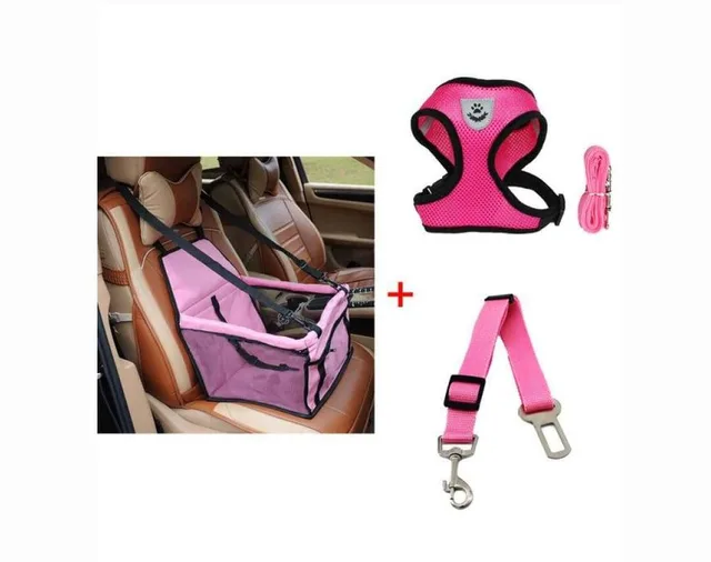 Luxury Pet's Safety Car Seat Carrier Premium Harness & Leash set Car Safety Belt Pink - Shop at LoveMi