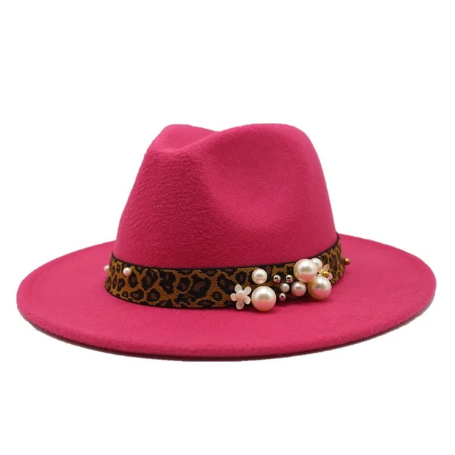 Winter wool Fedoras For Women Wide Brim Felt Hat Rose Red - Shop at LoveMi