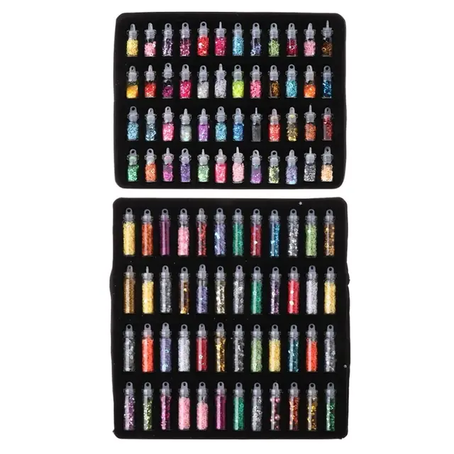 DIY 48 color glass bottle glitter sequin manicure jewelry Default - Shop at LoveMi