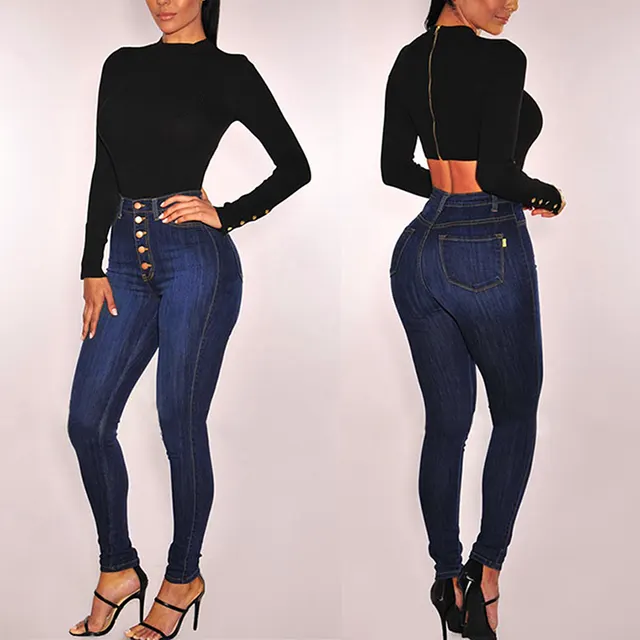 Autumn high selling ladies jeans waist sexy female skinny jean Blue Black - Shop at LoveMi