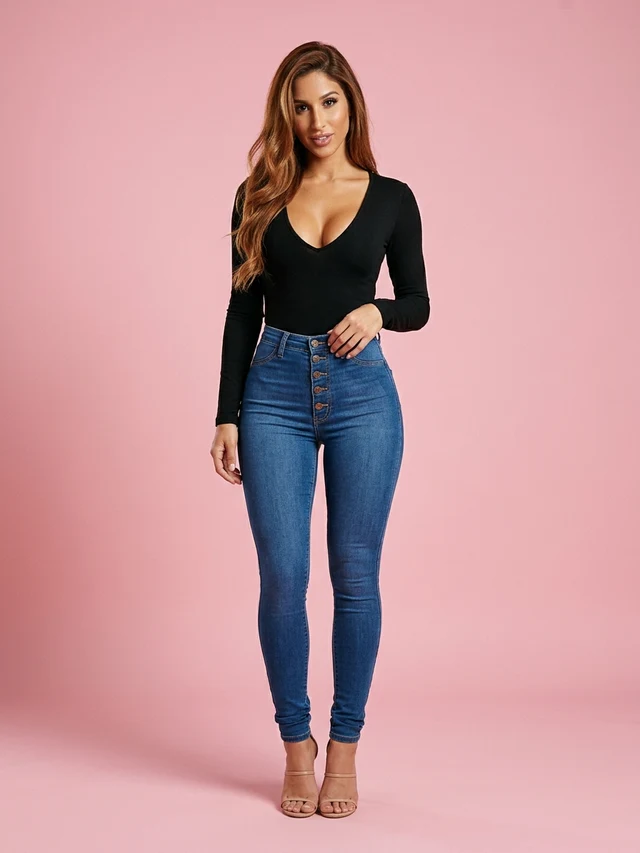 Autumn high selling ladies jeans waist sexy female skinny jean Denim Blue - Shop at LoveMi