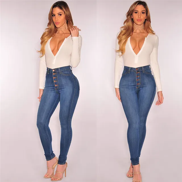 Autumn high selling ladies jeans waist sexy female skinny jean Denim Blue - Shop at LoveMi
