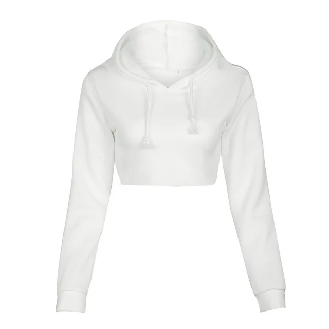 Long sleeve sexy cropped hooded sweatshirt White - Shop at LoveMi