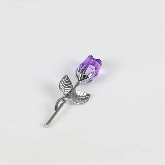 Crystal Golden Rose Flower Valentine's Day Gift Silver Purple Flower - Shop at LoveMi
