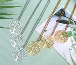 Family Tree Name Necklace Tree Of Life Stainless Steel Customised Necklace - Gold